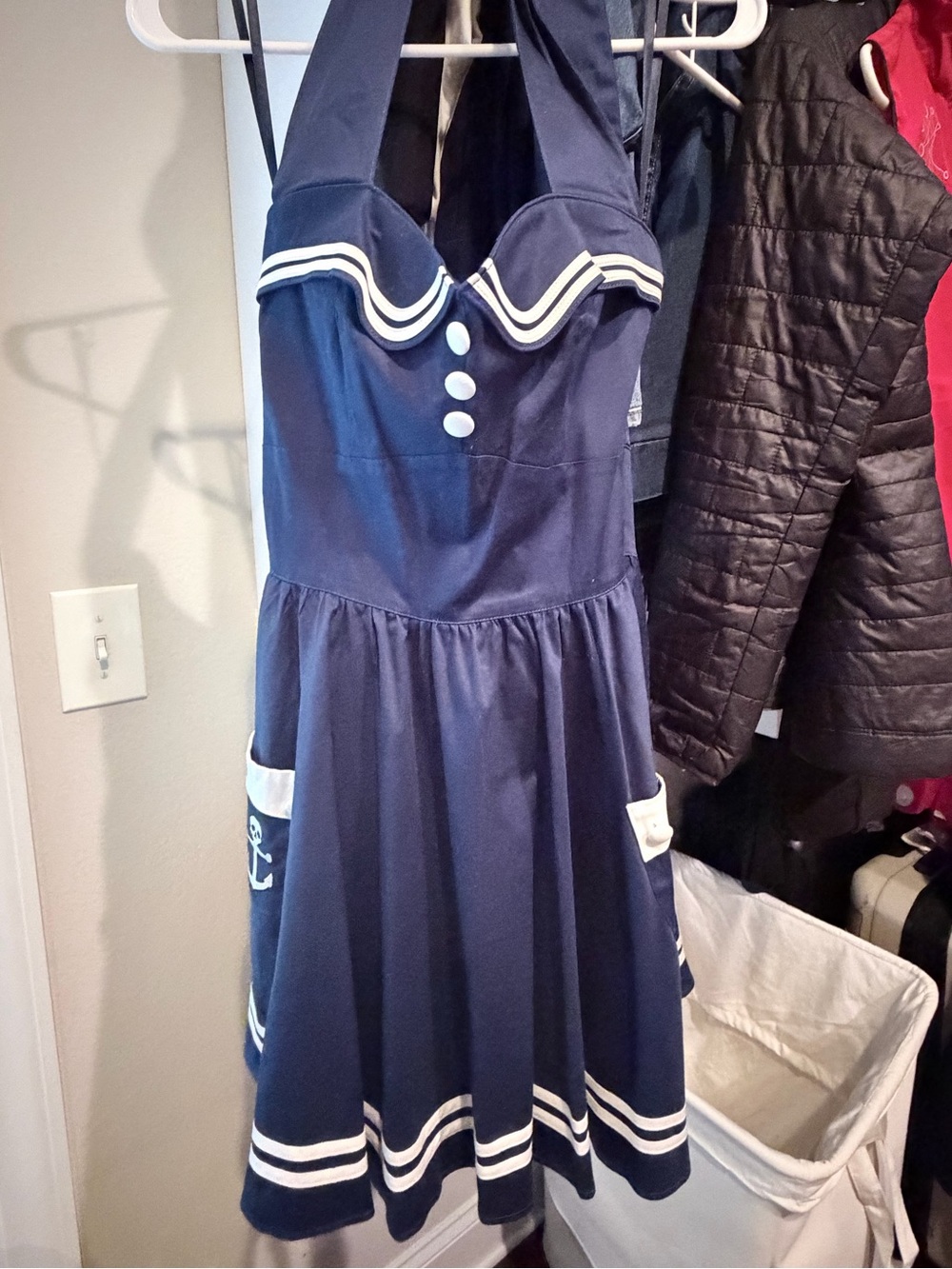 NWOT Hell Bunny Motley Sailor Dress Skull Anchor Rockabilly Hot Topic - Picture 2 of 2